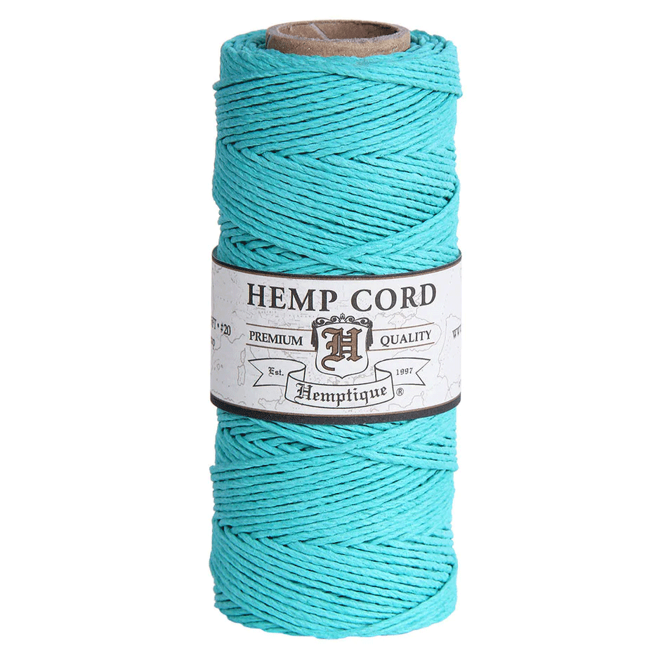 1 mm (3/64") Teal Hemp Twine/Cord Spool 62.5 m (205 ft)