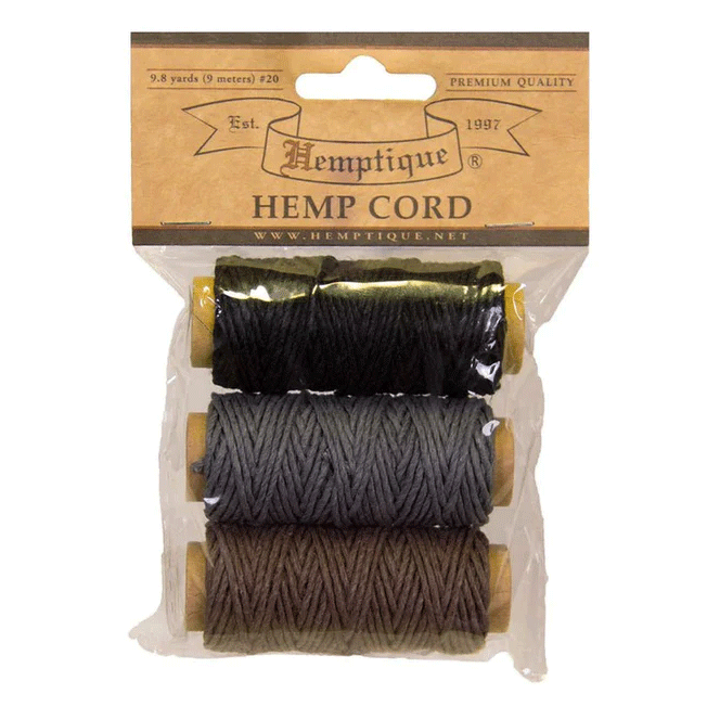 1 mm (3/64") Desert Dawn Polished Hemp Twine/Cord Mini Spools Pack 3x9 m (3x9.8 yards)