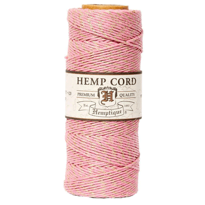 1 mm (3/64") Pink and Gold Metallic Hemp Twine/Cord Spool 62.5 m (205 ft)