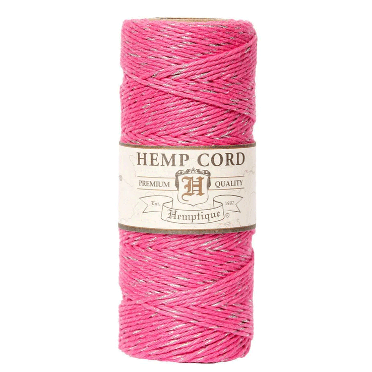 1 mm (3/64") Cotton Candy Metallic Hemp Twine/Cord Spool 62.5 m (205 ft)