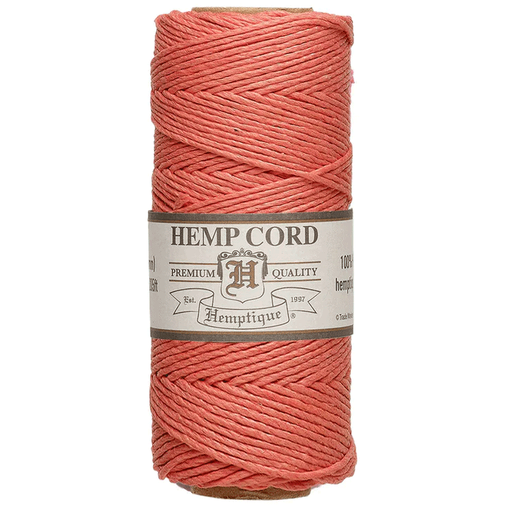 1 mm (3/64") Sunset Coral Hemp Twine/Cord Spool 62.5 m (205 ft)