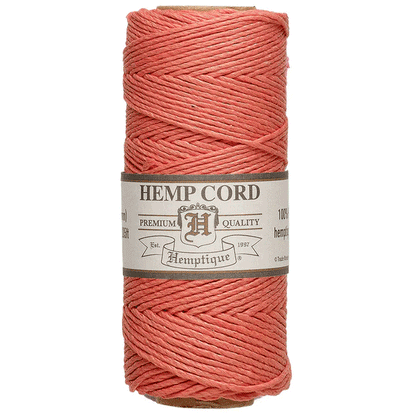 1 mm (3/64") Sunset Coral Hemp Twine/Cord Spool 62.5 m (205 ft)