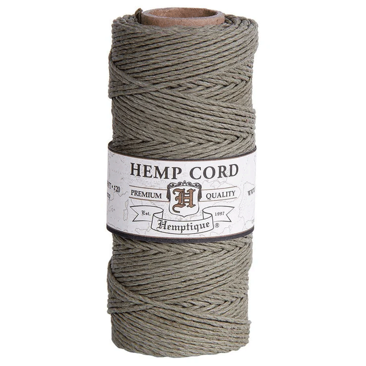 1 mm (3/64") Dusty Olive Hemp Twine/Cord Spool 62.5 m (205 ft)