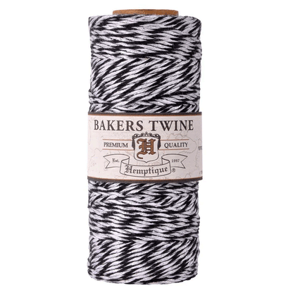 1 mm (3/64") Black, White and Silver Metallic Cotton Bakers Twine/Cord Spool 96 m (315 ft)