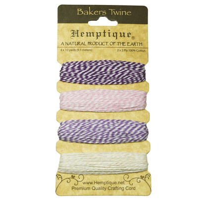 1 mm (3/64") Raspberry Sorbert Cotton Bakers Twine/Cord Card (4 X 10 yards)