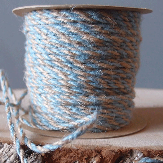 2.5 mm (1/10") Light Blue/Natural Jute Twine/Cord Spool 150 ft