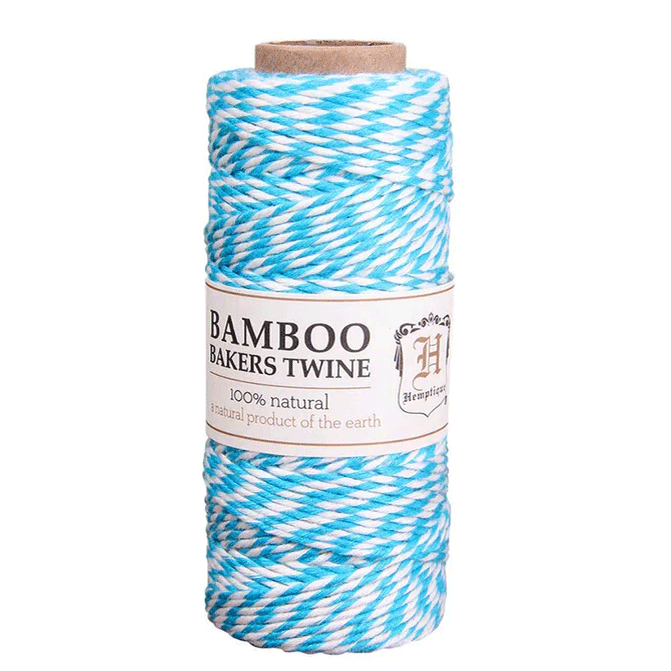 1 mm (3/64") Turquoise and White Bamboo Bakers Twine/Cord Spool 45 m (147ft)