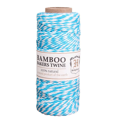 1 mm (3/64") Turquoise and White Bamboo Bakers Twine/Cord Spool 45 m (147ft)