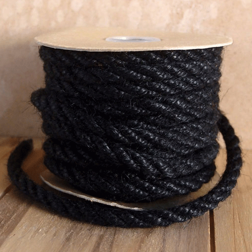 6 mm (15/64") Black Jute Cord/Rope 10 Yards