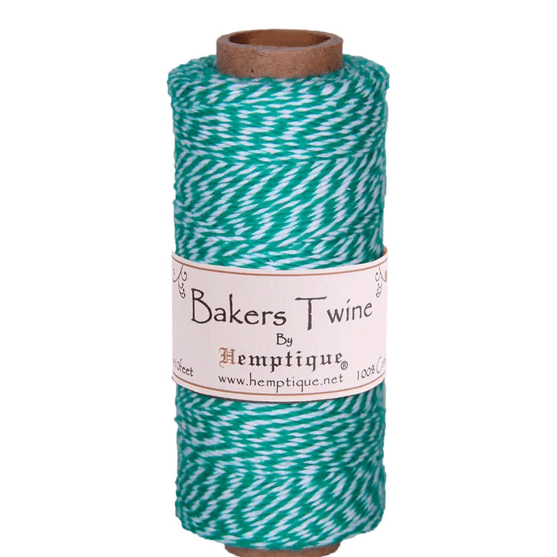 1 mm (3/64") Green and White Cotton Bakers Twine/Cord Spool 125 m (410 ft)