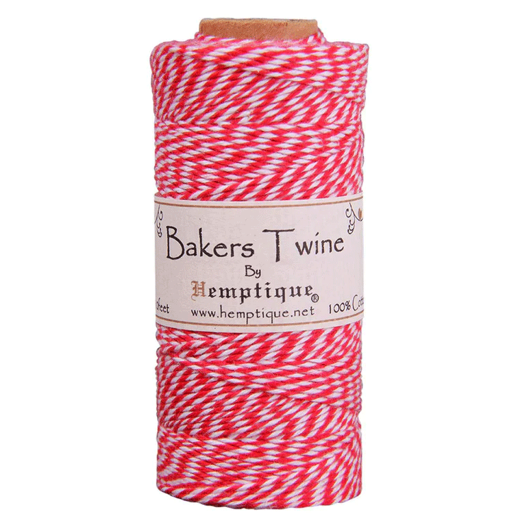 1 mm (3/64") Red and White Cotton Bakers Twine/Cord Spool 125 m (410 ft)