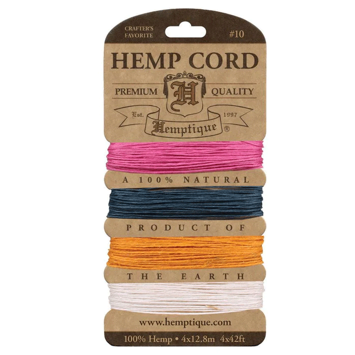 0.5 mm (1/64") Spring Hemp Twine/Cord Card 4 x 12.8 m (42 ft)