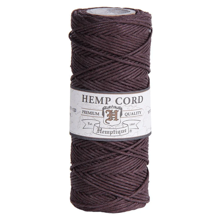 1 mm (3/64") Dark Brown Hemp Twine/Cord Spool 62.5 m (205 ft)