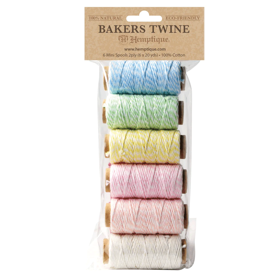 1 mm (3/64") Creamy Pastel Cotton Bakers Twine/Cord Mini Spools 6 Pack 6 x 18.3 m (6 x 60 ft)