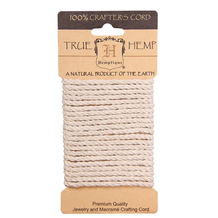 4 mm (5/32") Natural Twisted Hemp Rope Card 3 m (9.8 ft)