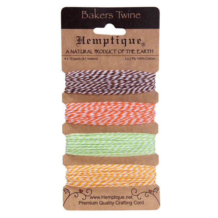 1 mm (3/64") Pineapple Cotton Bakers Twine/Cord Card (4 X 10 yards)