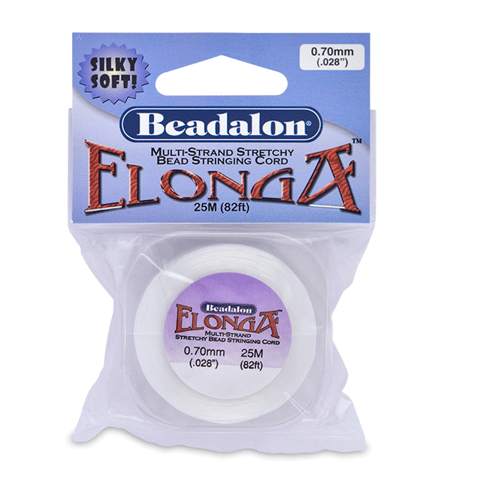 0.70 mm (.028") White Elonga Elastic Stretch Cord 25 m / 82 ft