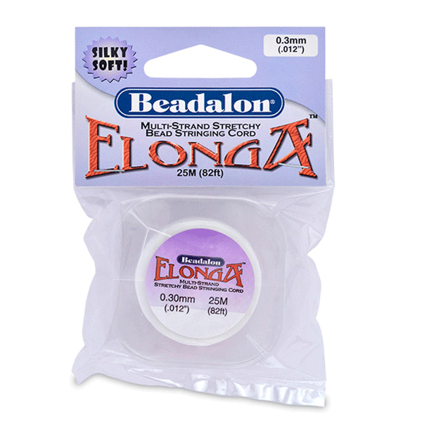 0.30 mm (.012") White Elonga Elastic Stretch Cord 25 m / 82 ft