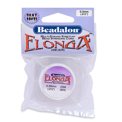 0.30 mm (.012") White Elonga Elastic Stretch Cord 25 m / 82 ft