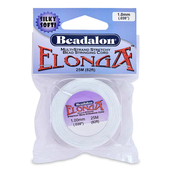 1.0 mm (.039") White Elonga Elastic Stretch Cord 25 m / 82 ft