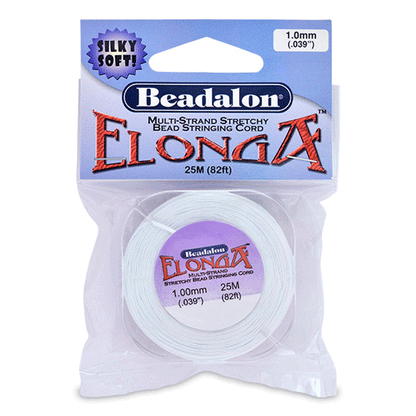 1.0 mm (.039") White Elonga Elastic Stretch Cord 25 m / 82 ft