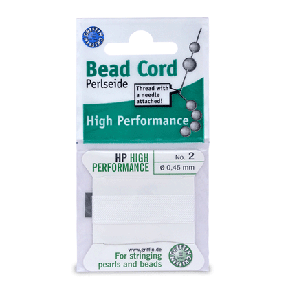 Size #2 High Performance White Thread / Cord 2 m / 6.5 ft w/Needle