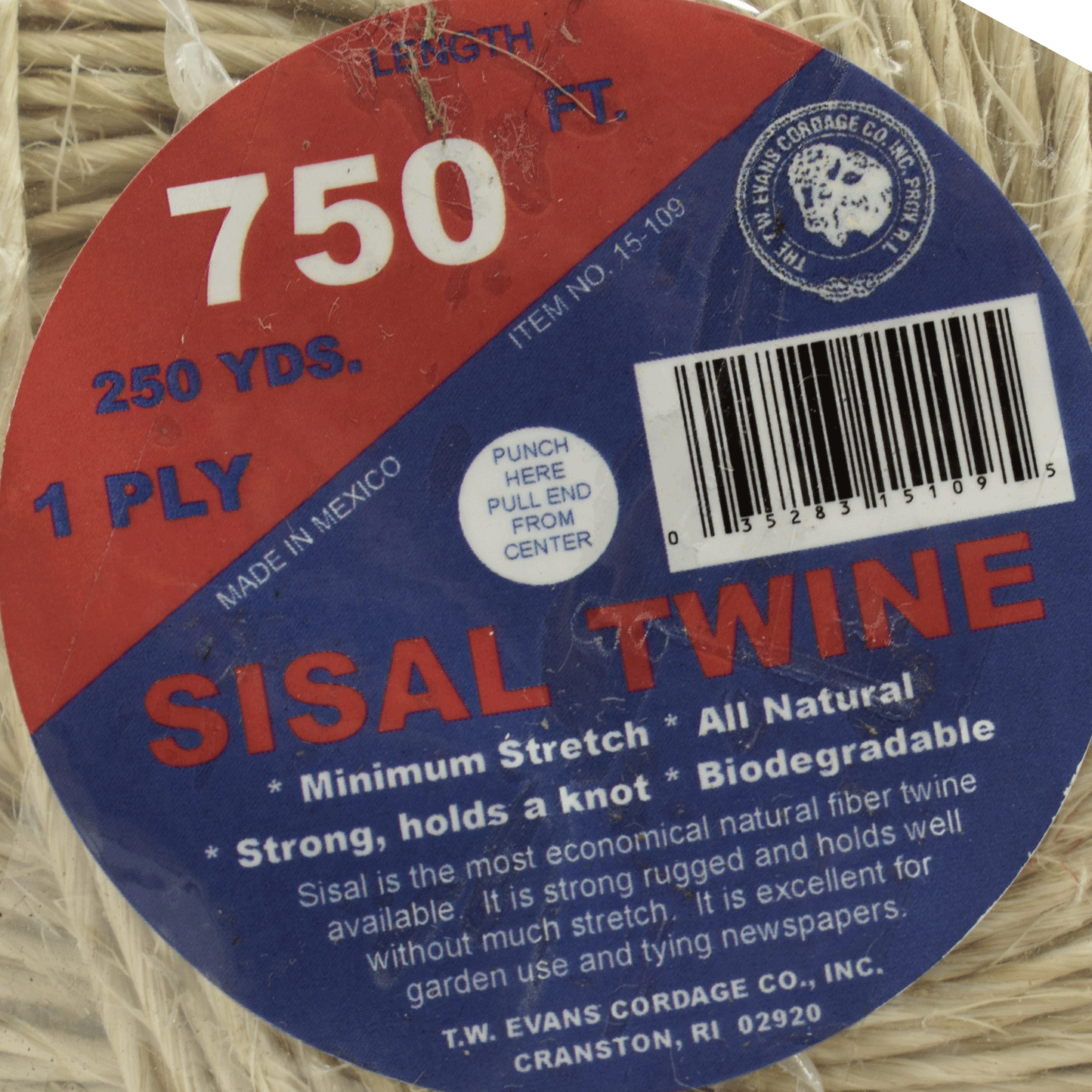 2 mm (5/64") Natural Sisal Twine/Cord 750 Feet