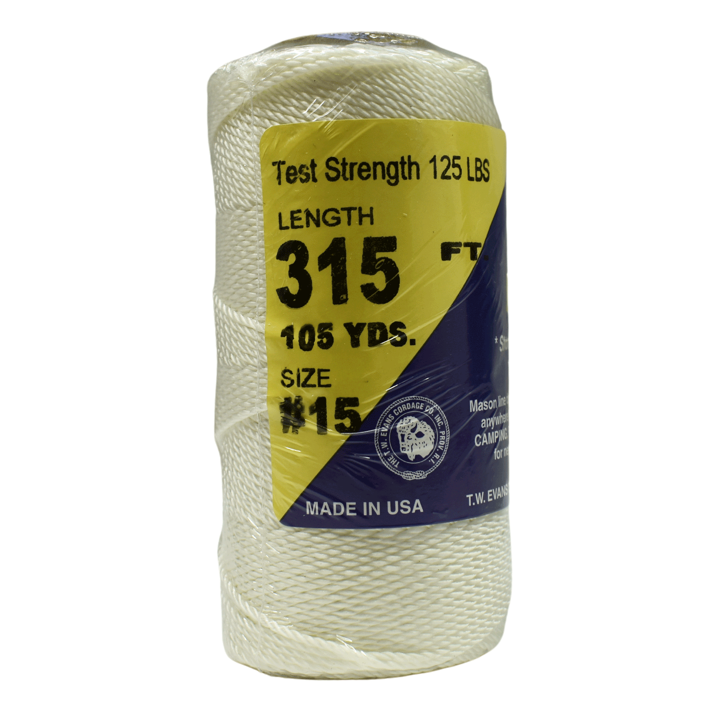 1.5 mm (1/16") #15 White Twisted Nylon Mason Line Twine/Cord Roll 315 feet