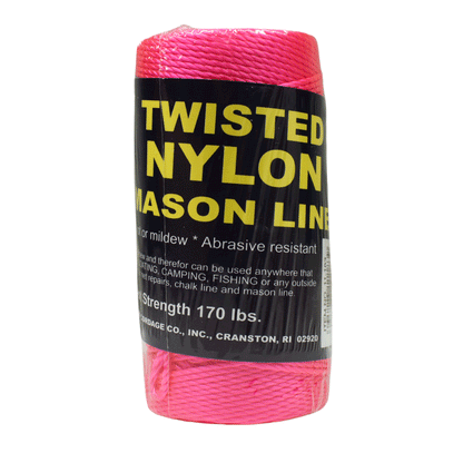 1.6 mm (1/16") #18 Pink Twisted Nylon Mason Line Twine/Cord Roll 275 feet