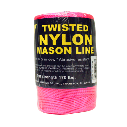 1.6 mm (1/16") #18 Pink Twisted Nylon Mason Line Twine/Cord Roll 550 feet