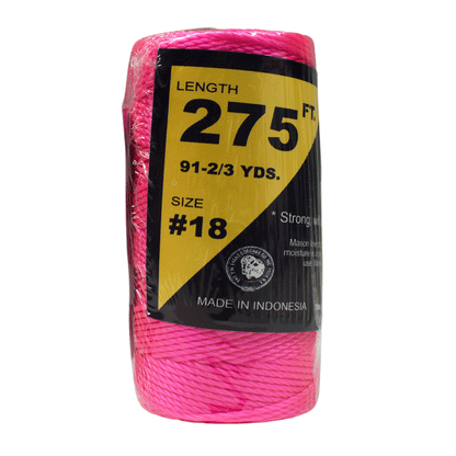 1.6 mm (1/16") #18 Pink Twisted Nylon Mason Line Twine/Cord Roll 275 feet