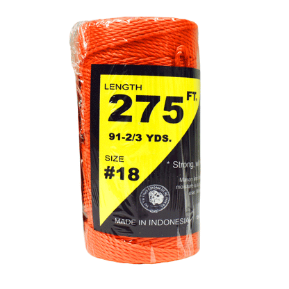 1.6 mm (1/16") #18 Orange Twisted Nylon Mason Line Twine/Cord Roll 275 feet