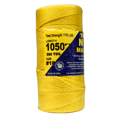 1.6 mm (1/16") #18 Yellow Twisted Nylon Mason Line Twine/Cord Roll  1050 feet