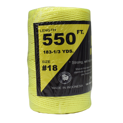 1.6 mm (1/16") #18  FL Yellow Twisted Nylon Mason Line Twine/Cord Roll 550 feet