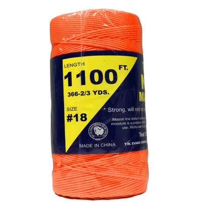 1.6 mm (1/16") #18 Orange Twisted Nylon Mason Line Twine/Cord Roll 1100 feet