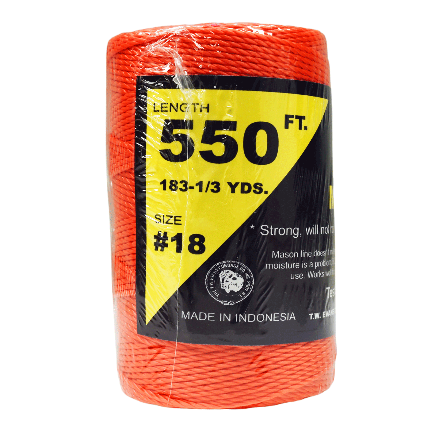 1.6 mm (1/16") #18 Orange Twisted Nylon Mason Line Twine/Cord Roll 550 feet