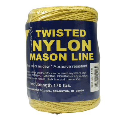 1.6 mm (1/16") #18 Yellow Twisted  Nylon Mason Line Twine/Cord Roll  550  feet