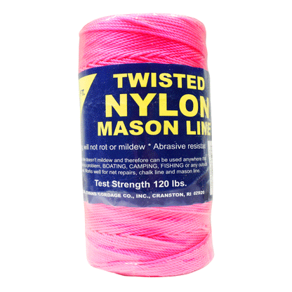 1.6 mm (1/16") #18 Pink Twisted Nylon Mason Line Twine/Cord Roll 1100 feet