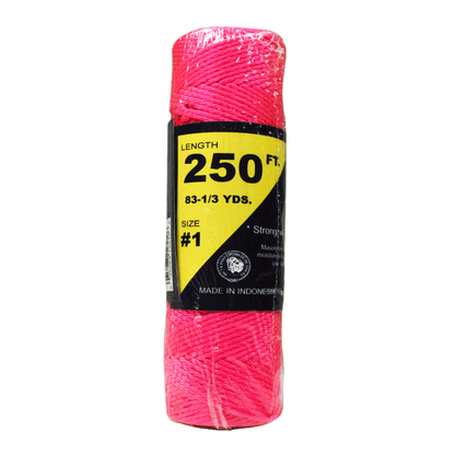 1.6 mm (1/16") #1 Pink Braided Nylon Mason Line Twine/Cord Roll 250 feet