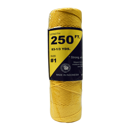 1.6 mm (1/16") #1 Yellow Braided Nylon Mason Line Twine/Cord Roll 250 feet