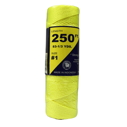 1.6 mm (1/16") #1 FL Yellow Braided Nylon Mason Line Twine/Cord Roll 250 feet