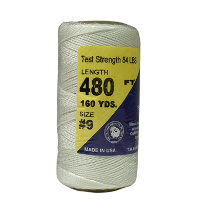 0.8 mm (1/32") #9 White Twisted Nylon Mason Line Twine/Cord Roll 480 feet