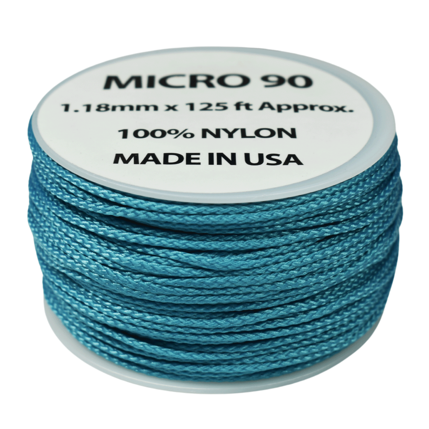 1.18 mm (3/64”) Micro Cord Neon Turquoise Made in the USA Nylon/Nylon (125 FT).