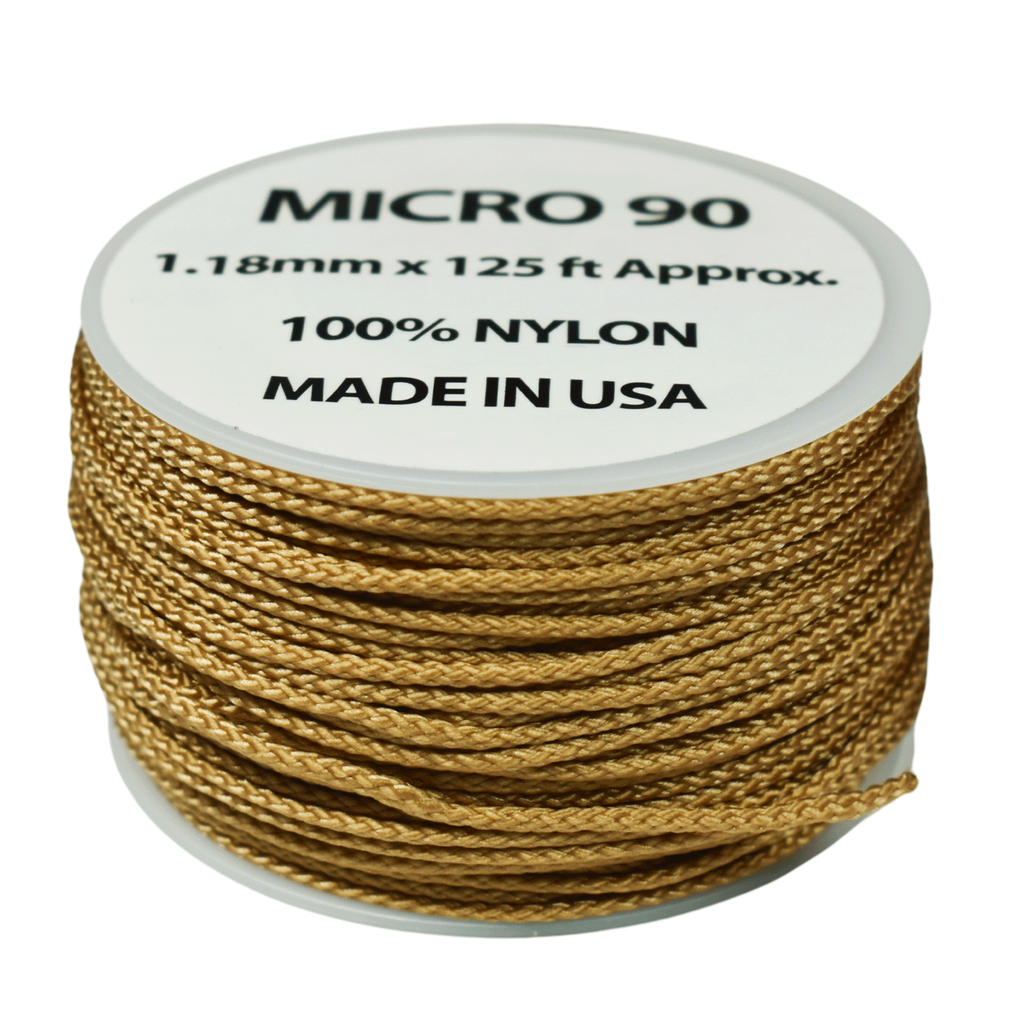 1.18 mm (3/64”) Micro Cord Gold Made in the USA Nylon/Nylon (125 FT).