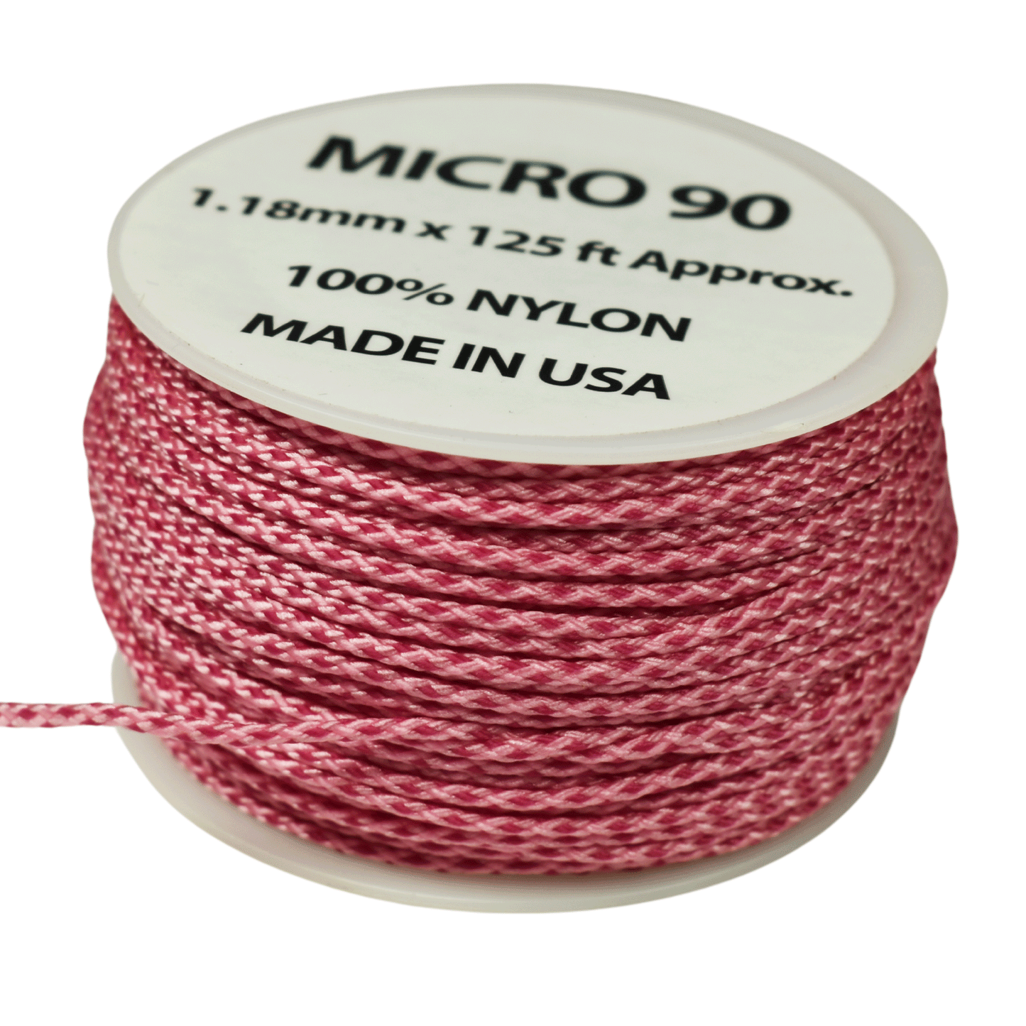 1.18 mm (3/64”) Micro Cord Rose Pink with Fuchsia Diamonds Made in the USA Nylon/Nylon (125 FT).