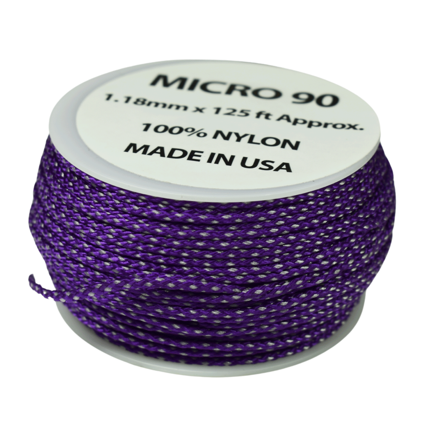 1.18 mm (3/64”) Micro Cord Acid Purple with Silver Diamonds Made in the USA Nylon/Nylon (125 FT).