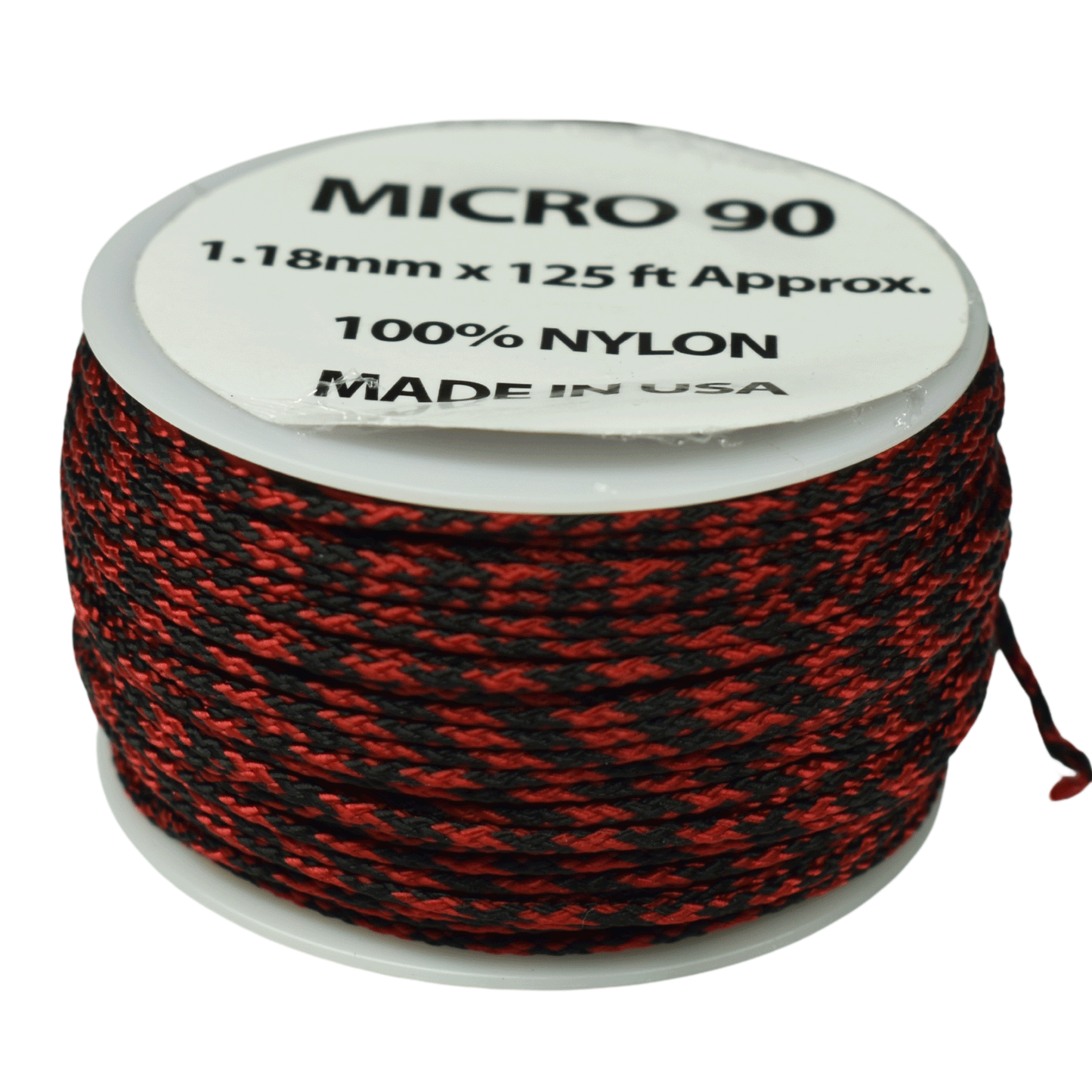 1.18 mm (3/64”) Micro Cord Imperial Red and Black 50/50 Made in the USA Nylon/Nylon (125 FT).