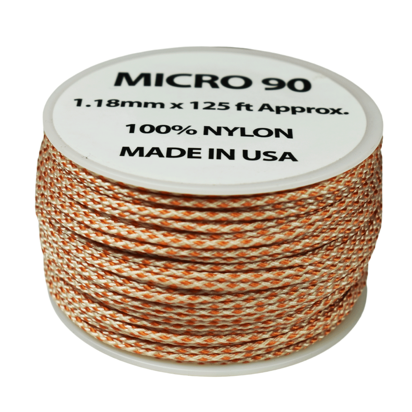 1.18 mm (3/64”) Micro Cord Cream with International Orange Made in the USA Nylon/Nylon (125 FT.)