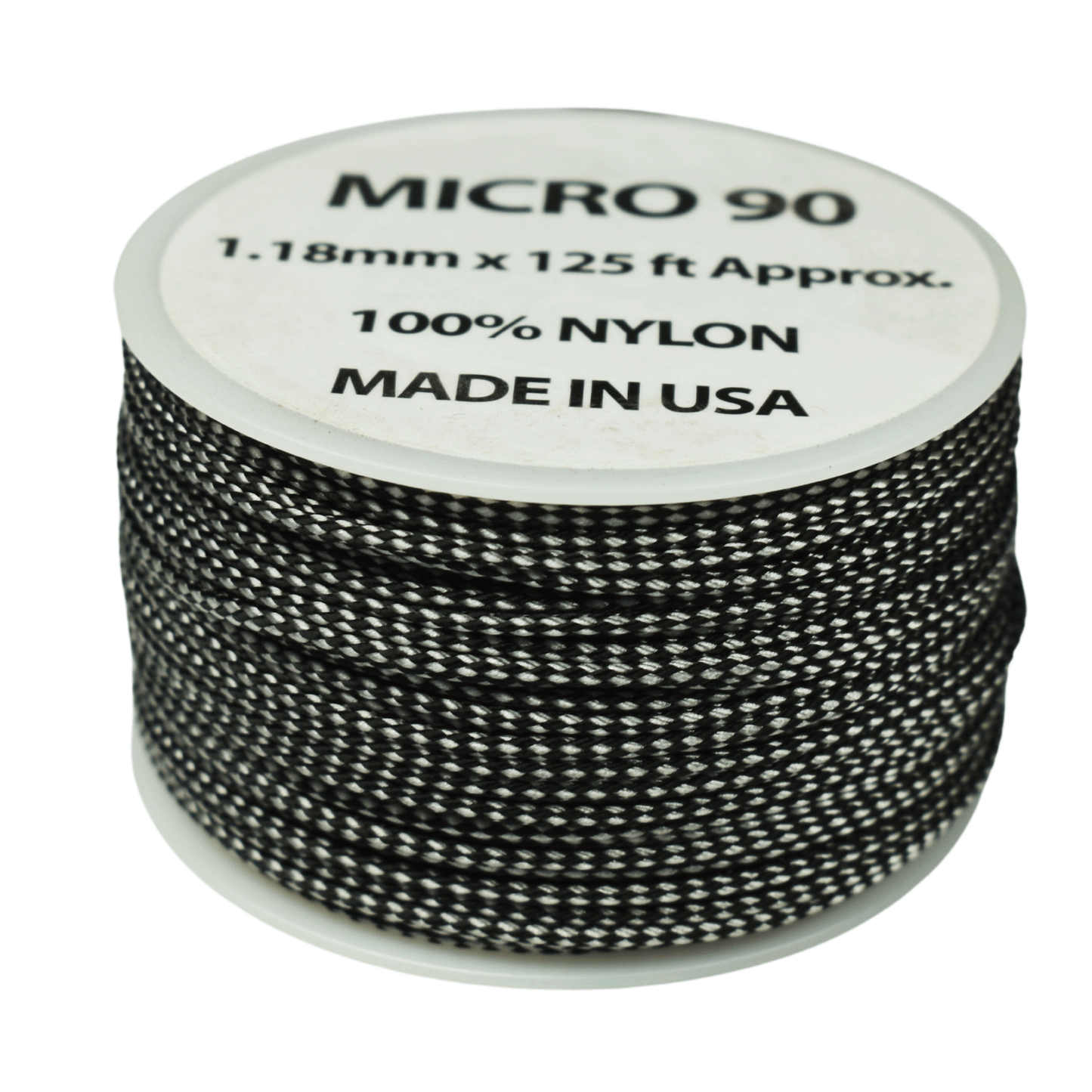 1.18 mm (3/64”) Micro Cord Black & White Stripes Made in the USA Nylon/Nylon  (125 FT).