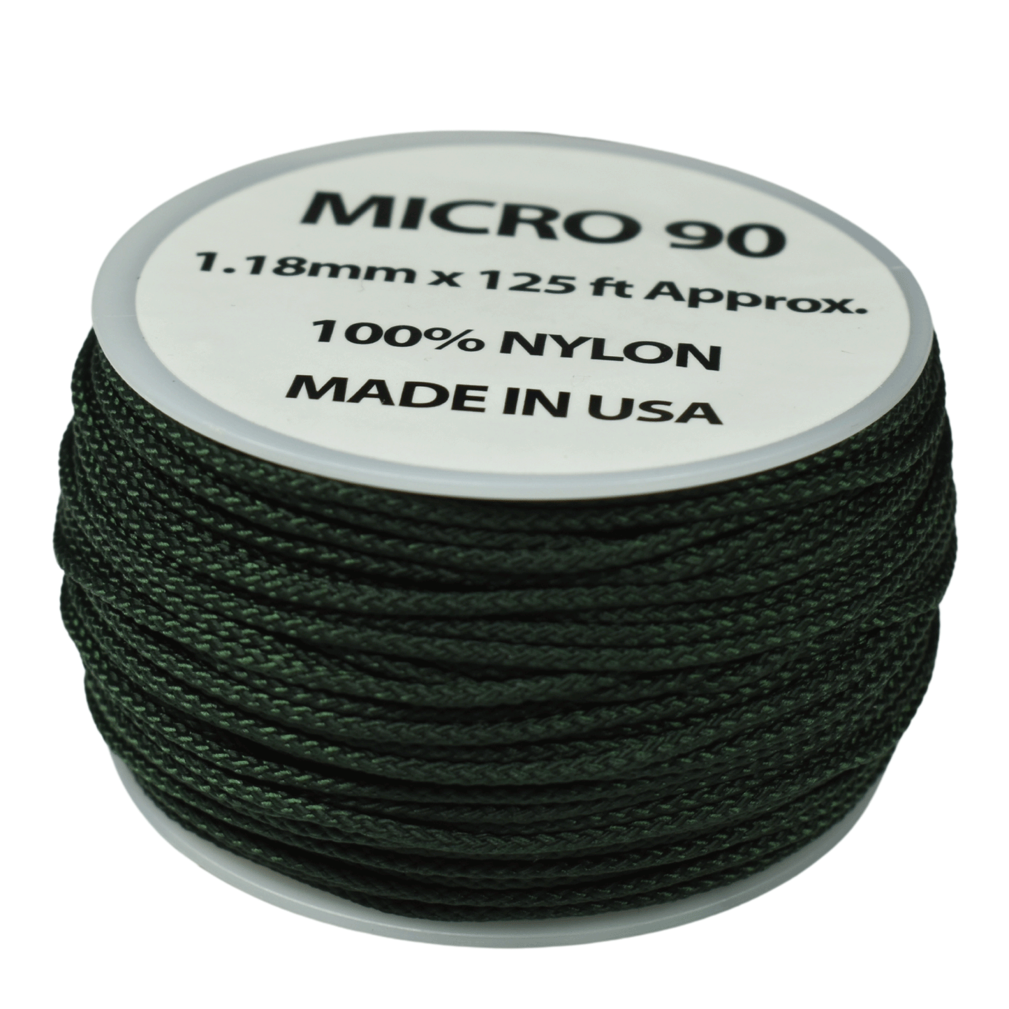 1.18 mm (3/64”) Micro Cord Dark Green Made in the USA Nylon/Nylon  (125 FT).